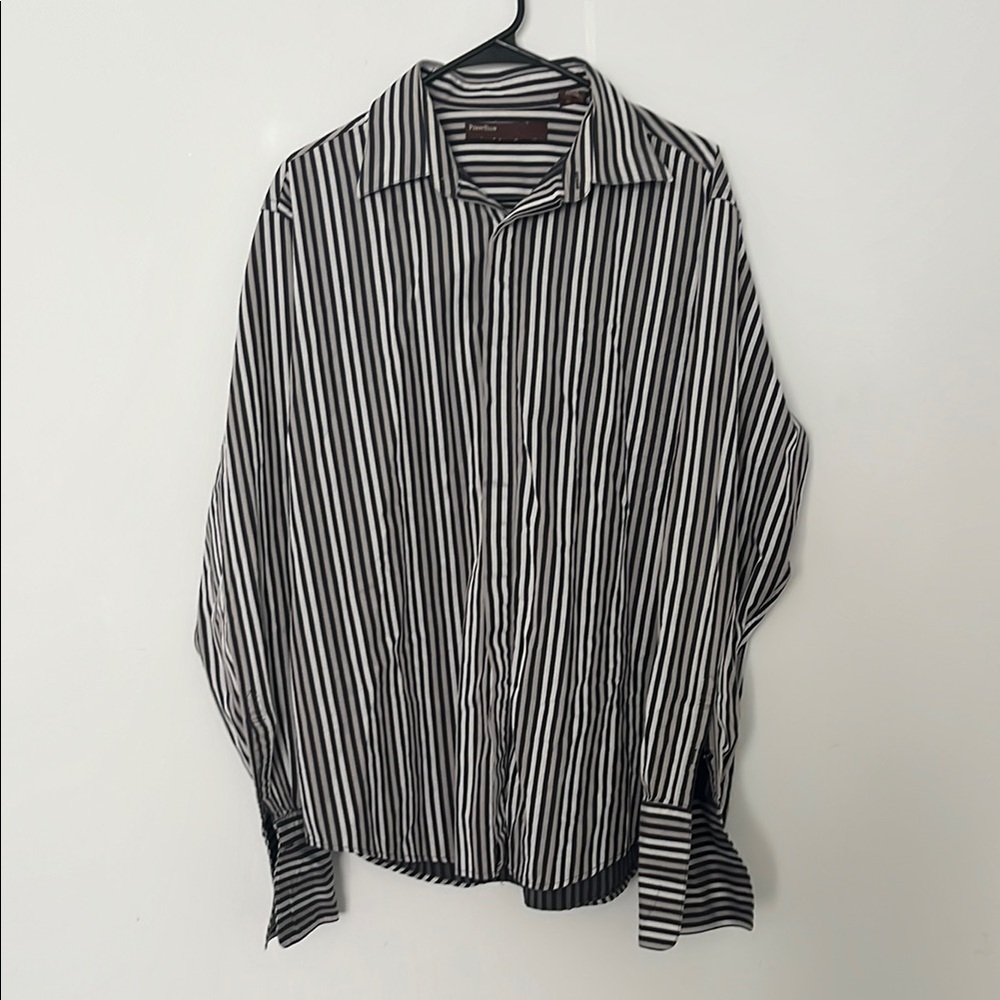 Perry Ellis Black‎ and White Casual Button Down Shirt Size Large